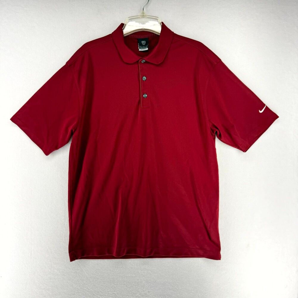 Nike Golf Dri-Fit UV Golf Polo Short Sleeve Red Color Mens Size‎ L